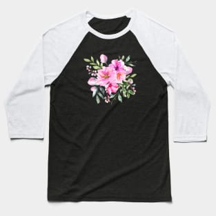 Pink Flower Arrangement Watercolor Art Baseball T-Shirt